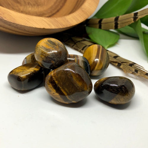 Tigers eye, crystals, brown, gypsie and indigo, polished, tumbled