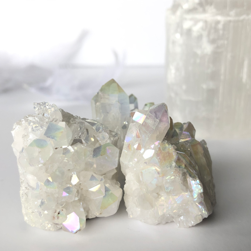 Angel aura quartz cluster white crystal