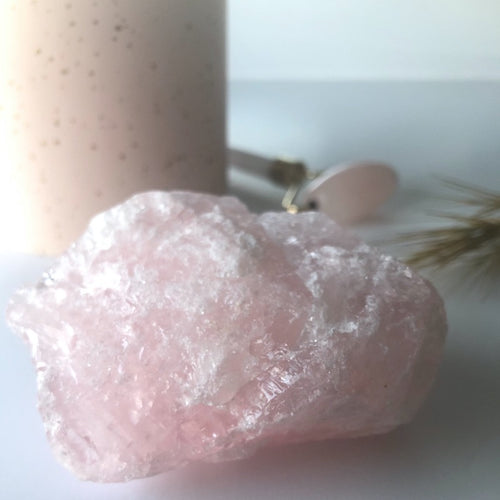 rose quartz raw rough crystal