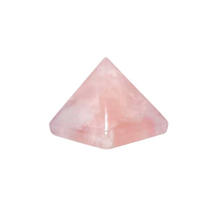 rose quartz pyramid pink white background